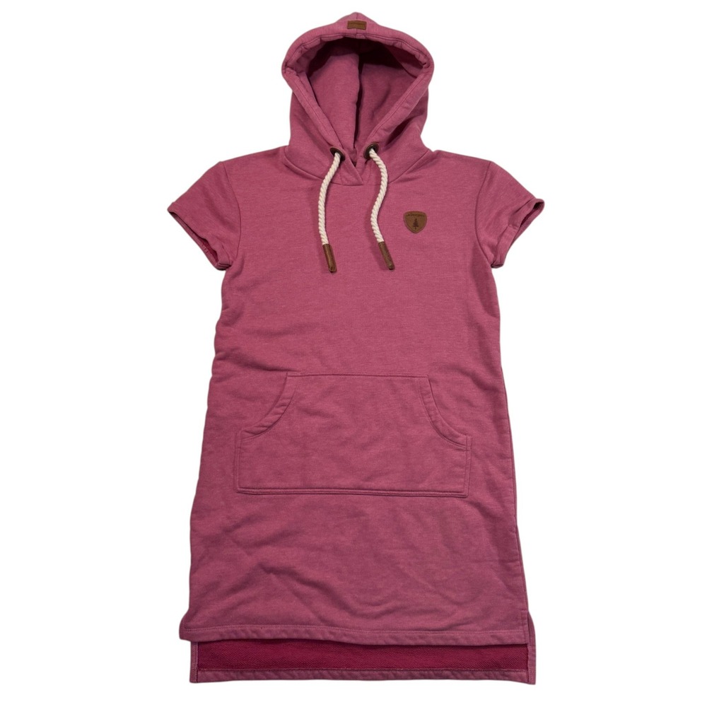 Wanakome Carmen Short Sleeve Hoodie Dress Berry Pink Heathered Womens‎ Small